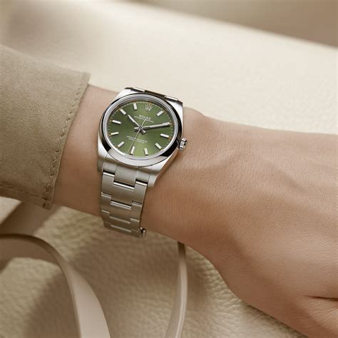 rolex 34mm oyster perpetual green|rolex oyster perpetual size chart.